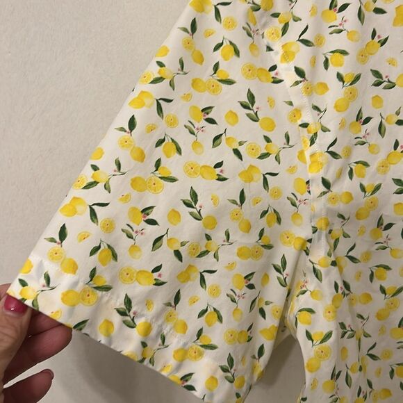 Nordstrom lemon pattern short sleeve button down trim fit shirt Size M EUC - Picture 4 of 10